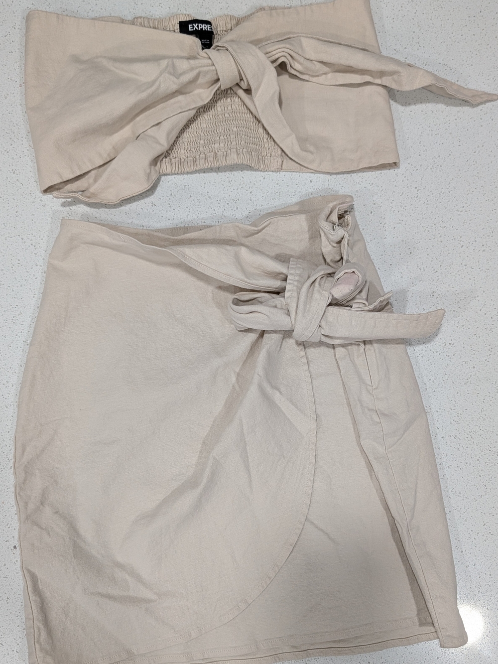 Express Cream Tie-Waist And Top 2 Piece